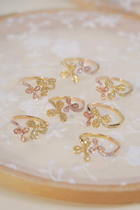 LUOWEND 18K Yellow and Rose Gold Real Natural Yellow and Pink Diamond Ring for Women