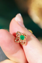 Load image into Gallery viewer, LUOWEND 18K Yellow Gold Natural Emerald Stud Earrings for Women
