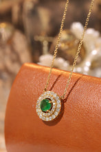 Load image into Gallery viewer, LUOWEND 18K Yellow Gold Natural Diamond&amp;Emerald Necklace for Women
