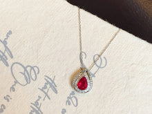 Load image into Gallery viewer, LUOWEND 18K White Gold Natural Ruby Necklace for Women
