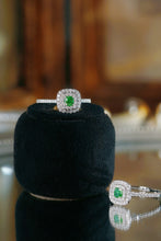 Load image into Gallery viewer, LUOWEND 18K White Gold Natural Green Diamond Ring for Women
