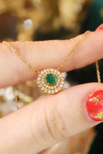 Load image into Gallery viewer, LUOWEND 18K Yellow Gold Natural Diamond&amp;Emerald Necklace for Women
