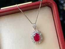 Load image into Gallery viewer, LUOWEND 18K White Gold Natural Ruby Necklace for Women
