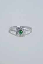 Load image into Gallery viewer, LUOWEND 18K White Gold Natural Green Diamond Ring for Women
