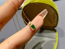 Load image into Gallery viewer, LUOWEND 18K Yellow Gold Real Natural Emerald Necklace for Women
