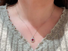 Load image into Gallery viewer, LUOWEND 18K White Gold Natural Ruby Necklace for Women
