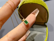 Load image into Gallery viewer, LUOWEND 18K Yellow Gold Real Natural Emerald Necklace for Women
