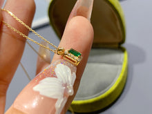 Load image into Gallery viewer, LUOWEND 18K Yellow Gold Real Natural Emerald Necklace for Women
