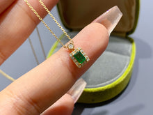 Load image into Gallery viewer, LUOWEND 18K Yellow Gold Real Natural Emerald Necklace for Women
