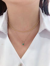 Load image into Gallery viewer, LUOWEND 18K Yellow Gold Real Natural Emerald Necklace for Women
