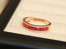 Load image into Gallery viewer, LUOWEND 18K Rose Gold Natural Ruby Ring for Women
