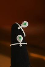 Load image into Gallery viewer, LUOWEND 18K White Gold Natural Green Diamond Ring for Women
