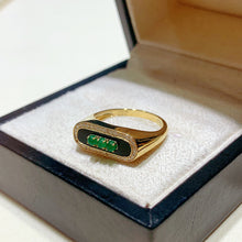 Load image into Gallery viewer, LUOWEND 18K Yellow Gold Emerald and Onyx Ring for Women
