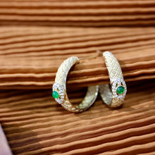 Load image into Gallery viewer, LUOWEND 18K Yellow Gold Real Natural Emerald and Diamond Ring for Women
