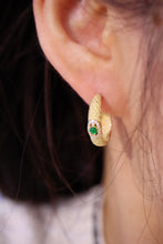 Load image into Gallery viewer, LUOWEND 18K Yellow Gold Real Natural Emerald and Diamond Earrings&amp;Ring for Women
