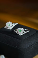 Load image into Gallery viewer, LUOWEND 18K White Gold Natural Green Diamond Ring for Women

