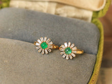 Load image into Gallery viewer, LUOWEND 18K Yellow Gold Natural Emerald Earrings for Women
