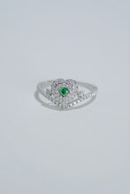 Load image into Gallery viewer, LUOWEND 18K White Gold Natural Green Diamond Ring for Women
