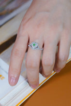 Load image into Gallery viewer, LUOWEND 18K White Gold Natural Green Diamond Ring for Women
