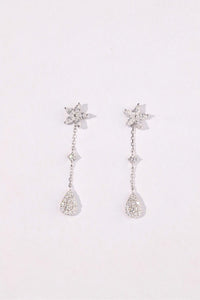 LUOWEND 18K White Gold Natural Diamond Earrings for Women