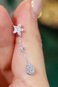 LUOWEND 18K White Gold Natural Diamond Earrings for Women