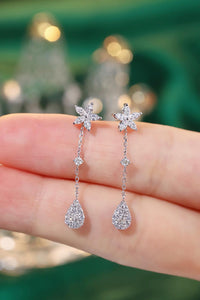 LUOWEND 18K White Gold Natural Diamond Earrings for Women