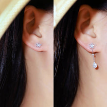 Load image into Gallery viewer, LUOWEND 18K White Gold Natural Diamond Earrings for Women
