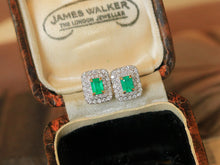 Load image into Gallery viewer, LUOWEND 18K White Gold Natural Emerald Earrings for Women
