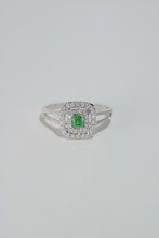Load image into Gallery viewer, LUOWEND 18K White Gold Natural Green Diamond Ring for Women
