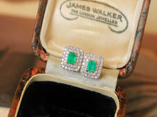Load image into Gallery viewer, LUOWEND 18K White Gold Natural Emerald Earrings for Women
