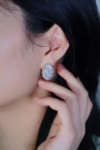 LUOWEND 18K White Gold Real Natural Diamond Stud Earrings for Women