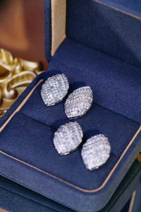 LUOWEND 18K White Gold Real Natural Diamond Stud Earrings for Women