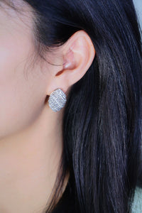 LUOWEND 18K White Gold Real Natural Diamond Stud Earrings for Women
