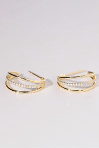 LUOWEND 18K Yellow Gold Natural Diamond Earrings for Women