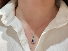 Load image into Gallery viewer, LUOWEND 18K White Gold Natural Sapphire Necklace for Women
