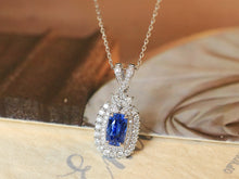 Load image into Gallery viewer, LUOWEND 18K White Gold Natural Sapphire Necklace for Women
