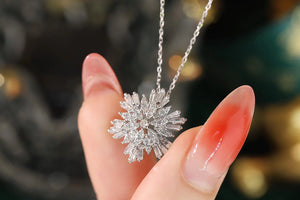 LUOWEND 18K White Gold Real Natural Diamond Pendant Necklace for Women