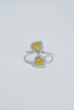 Load image into Gallery viewer, LUOWEND 18K White Gold Natural Yellow Diamond Ring for Women
