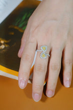 Load image into Gallery viewer, LUOWEND 18K White Gold Natural Yellow Diamond Ring for Women
