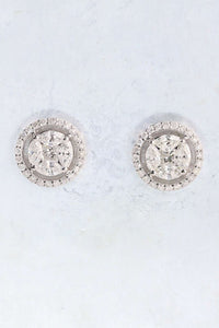 LUOWEND 18K White Gold Natural Diamond Earrings for Women