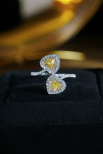 Load image into Gallery viewer, LUOWEND 18K White Gold Natural Yellow Diamond Ring for Women

