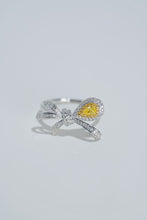 Load image into Gallery viewer, LUOWEND 18K White Gold Natural Yellow Diamond Ring for Women
