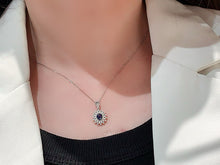 Load image into Gallery viewer, LUOWEND 18K White Gold Natural Sapphihre Necklace for Women
