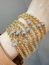 Load image into Gallery viewer, LUOWEND 18K Yellow Gold Real Natural Diamond Bangle for Women
