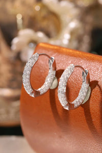 LUOWEND 18K White Gold Natural Diamond Hoop Earrings for Women