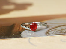 Load image into Gallery viewer, LUOWEND 18K White Gold Natural Ruby Ring for Women
