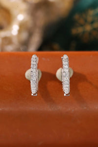 LUOWEND 18K White Gold Natural Diamond Hoop Earrings for Women