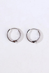 LUOWEND 18K White Gold Natural Diamond Hoop Earrings for Women