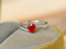 Load image into Gallery viewer, LUOWEND 18K White Gold Natural Ruby Ring for Women

