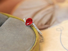Load image into Gallery viewer, LUOWEND 18K White Gold Natural Ruby Ring for Women
